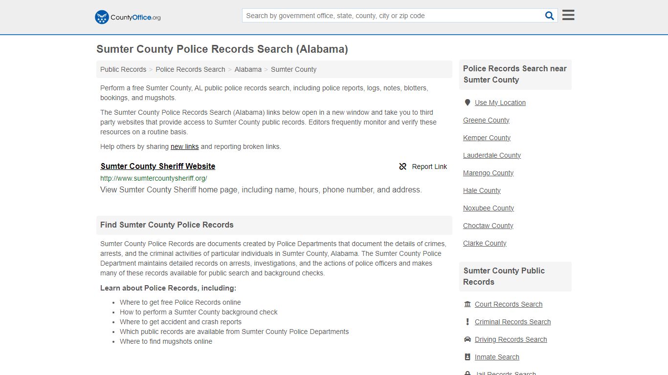 Police Records Search - Sumter County, AL (Accidents & Arrest Records)