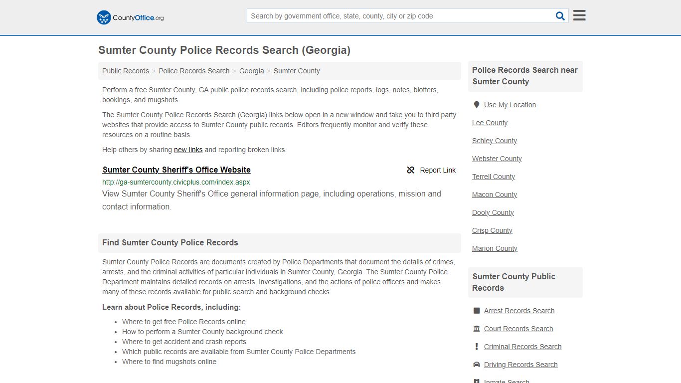 Police Records Search - Sumter County, GA (Accidents & Arrest Records)